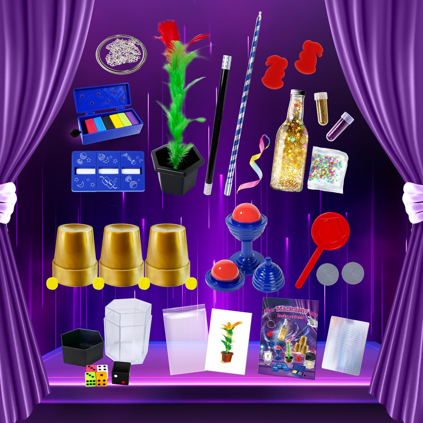 PATIFEED Kids Magic Kit, Magic Set including Instructions for Each Trick to Perform Gift Toys for Kids Ages 6 7 8 9 10 11 12 Year Old - Image 2