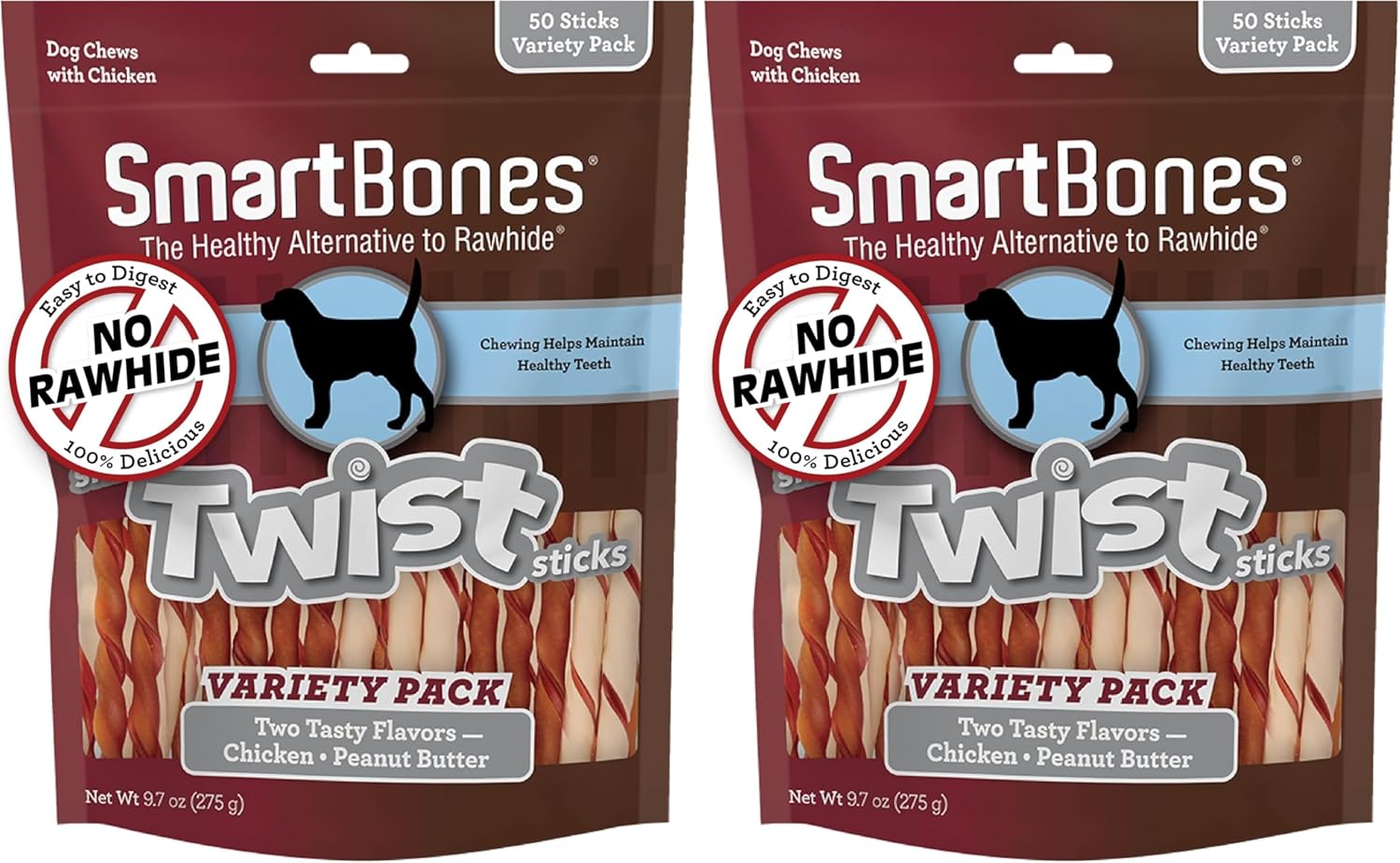 SmartBones Twist Sticks,Treat Your Dog to a Rawhide-Free Chew Made with Real Chicken and Vegetables,(Pack of 100)