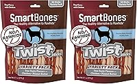 Vista 11 de SmartBones Twist Sticks Paquete Variado de 50 Unidades, Masticables Sin Cuero Crudo Para Perros Hechos Con Pollo Real O Sabor a Tocino Y Queso