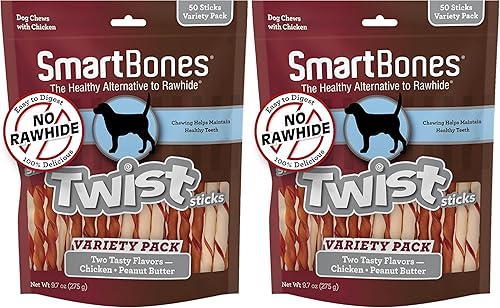 Miniatura 5 de SmartBones Smart Twist Sticks, Palitos masticables sin piel cruda para perros, hechos con pollo real, 50 palitos, 9.7 onzas (Paquete de 1)