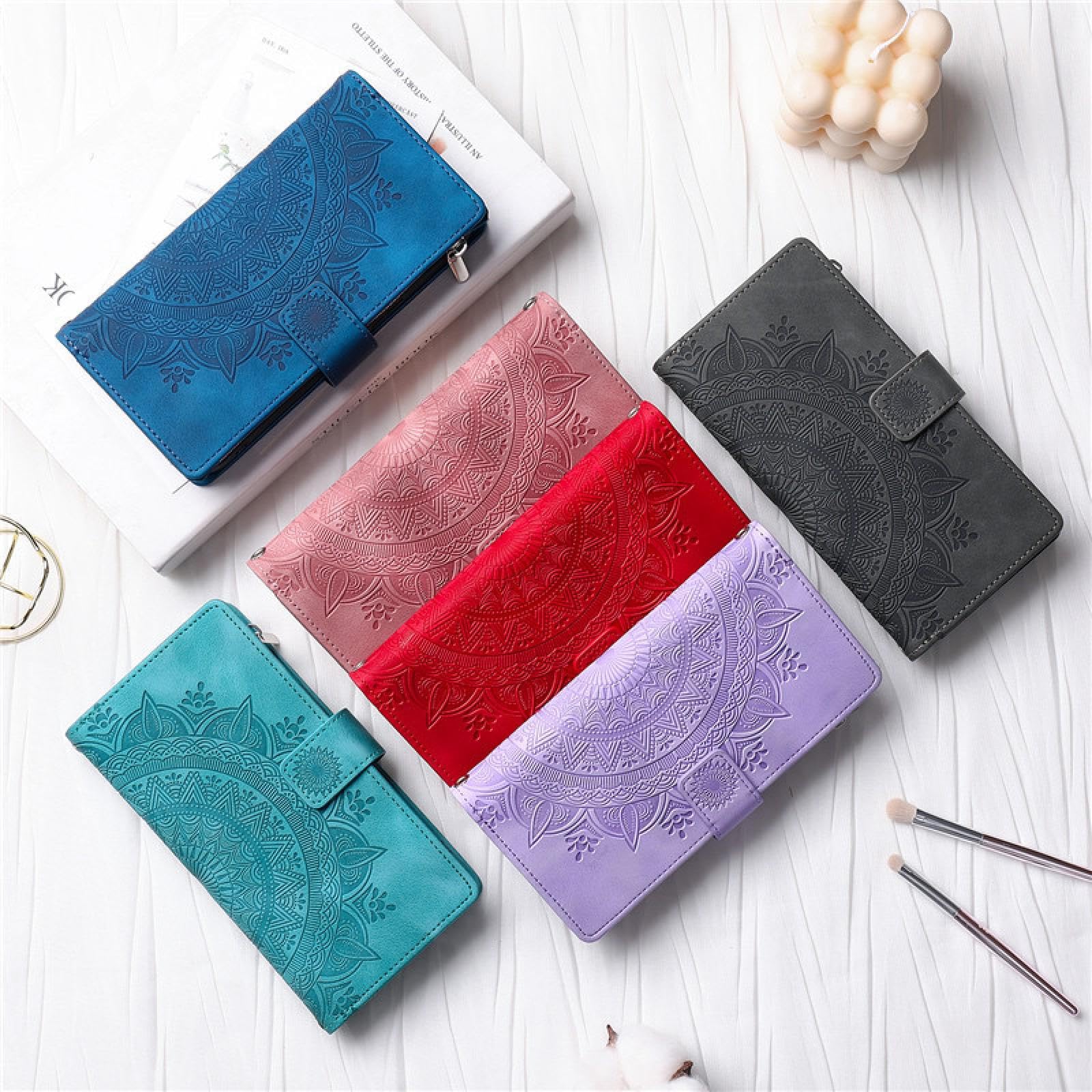 Do Samsung S25 Plus Crossbody Skórzane Etui Z Klapką Smycz Zapinana Na Zamek Portfel Etui na Telefon (Do Samsung S25 Plus/Fioletowy)