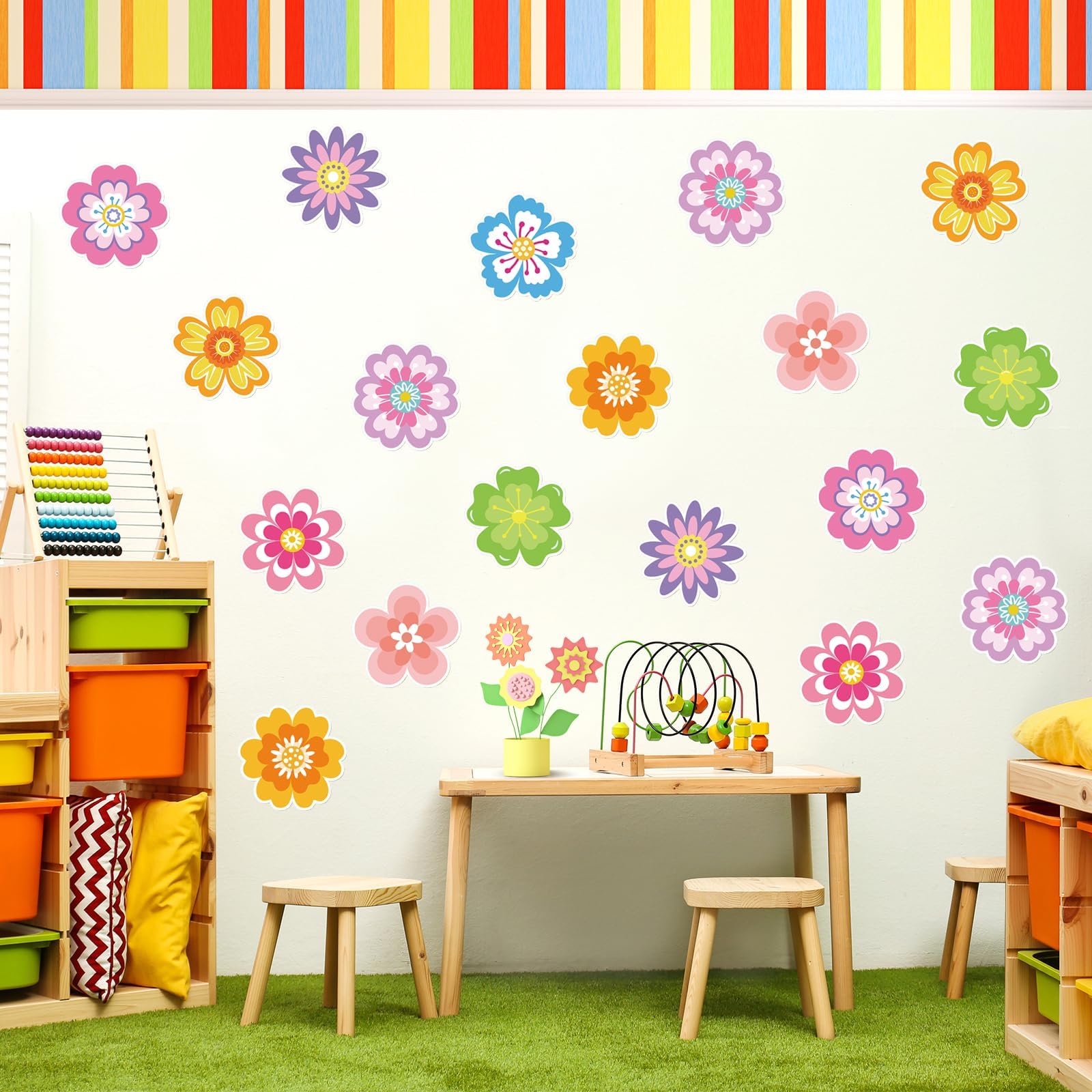 Adesivi Floreali Fronte-Retro 54 Pezzi Impermeabili per Decorazioni Aule Muro Fai Da Te