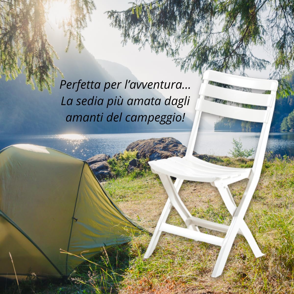 Tomaino - Silla plegable de exterior de plástico - Juego de 4 sillas portátiles para uso exterior e interior, jardín, balcón, camping - Pratik - (new blanco)