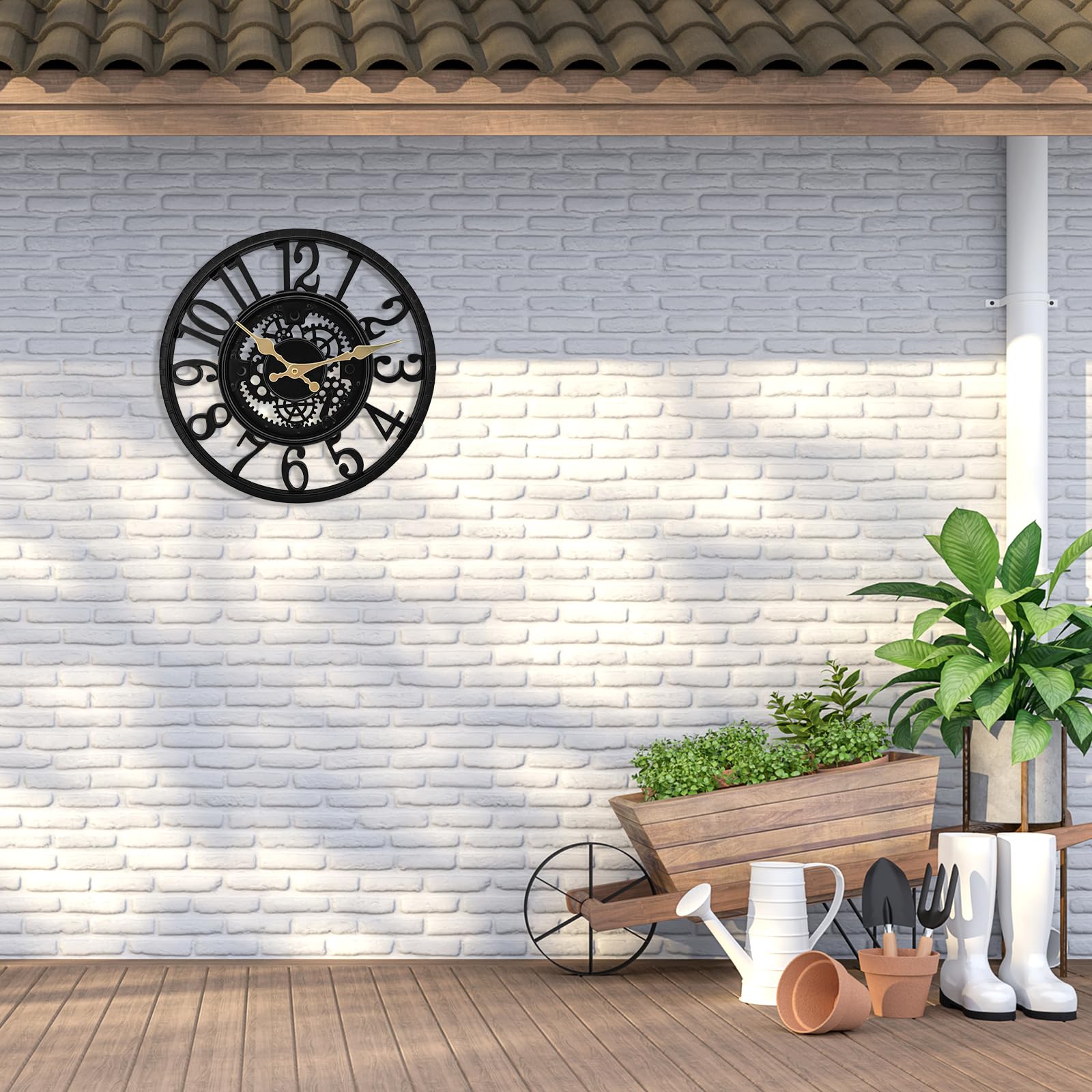 Orologio da parete impermeabile per esterni, orologio decorativo per patio, piscina, giardino, recinzione
