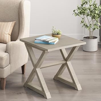 Accent Table - End - Side Table - Square - Nightstand - Antique White 22.00 x 23.50 x 23.50 in