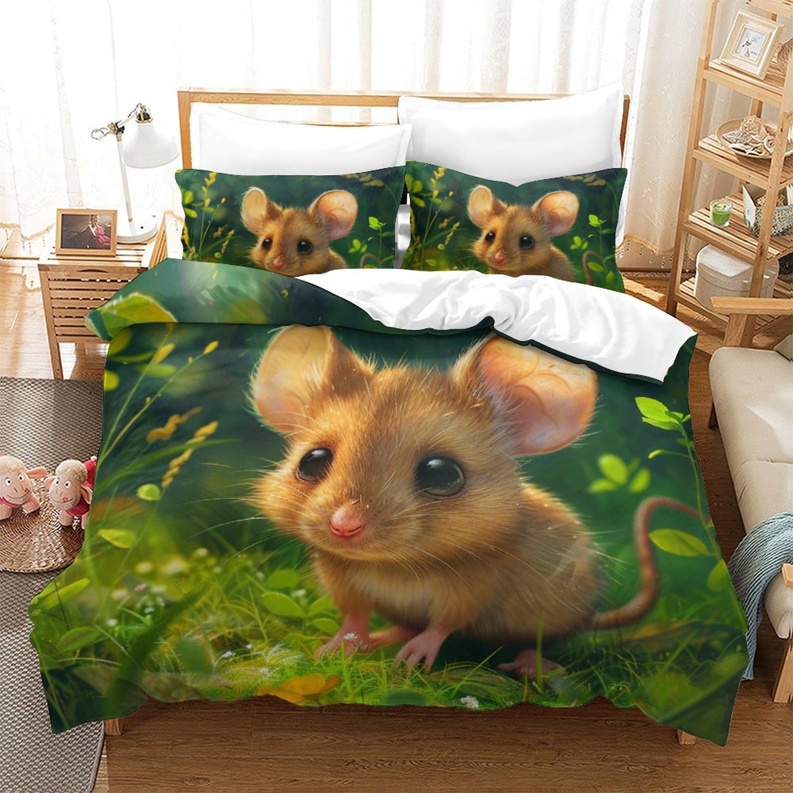 GAOYUCHUN Mouse Duvet Cover Set 3 PCS Hotel Quality Quilt Cover Bedding Sets Bed Covers with Pillowcases with Zipper Closure Ultra Soft Hypoallergenic Microfiber King（220x240cm）