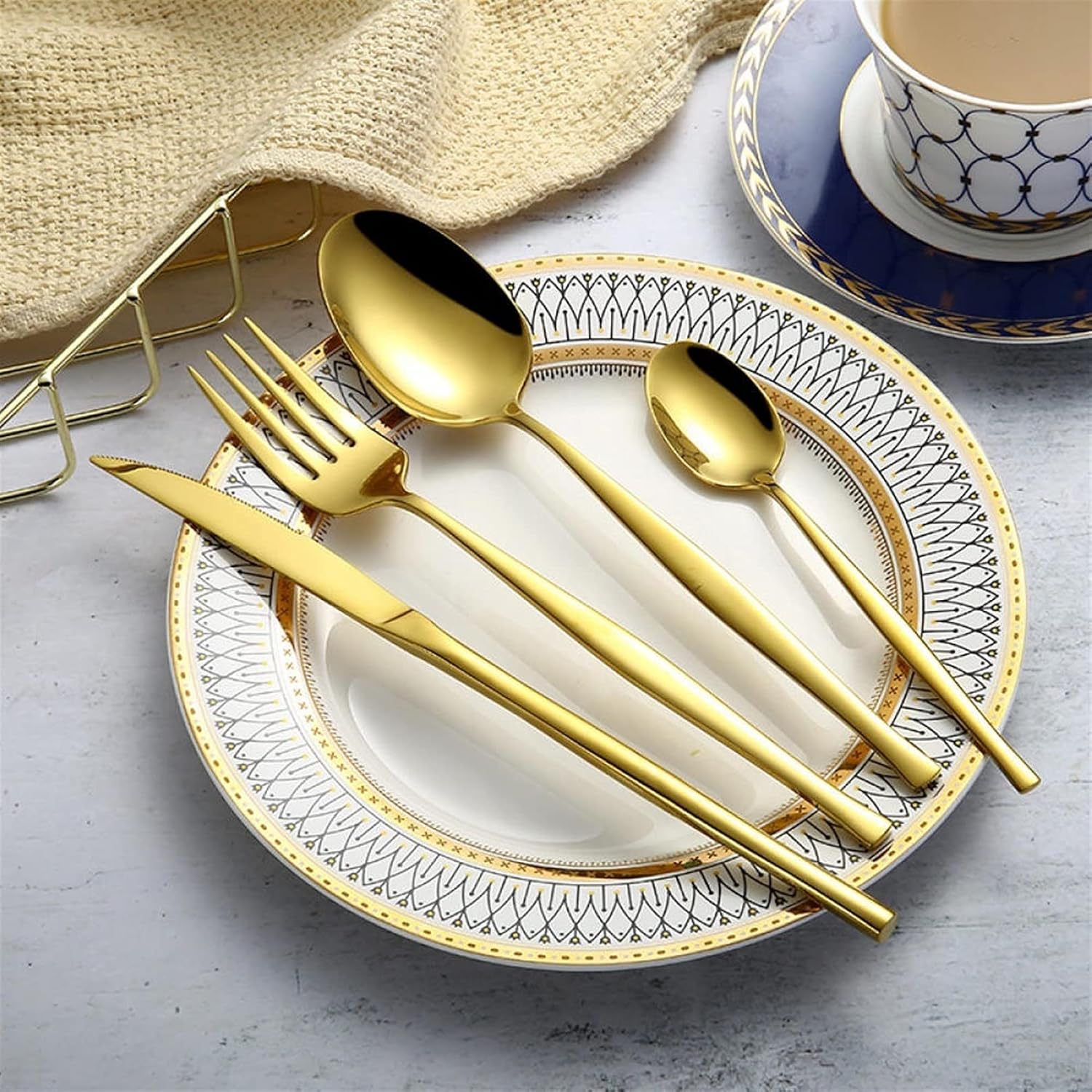 Flatware Sets Full Tablewarefork Spoons Knives Cutlery Black Gold Cutlery Set Stainless Steel Dinner Set Black Spoon Set 4 Pcs Dropshipping Stainless Steel