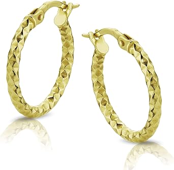 MIORE Creolen Ohrringe – 925 Silber Vergoldet 18K, 27 Mm, Handgefertigt In Italien