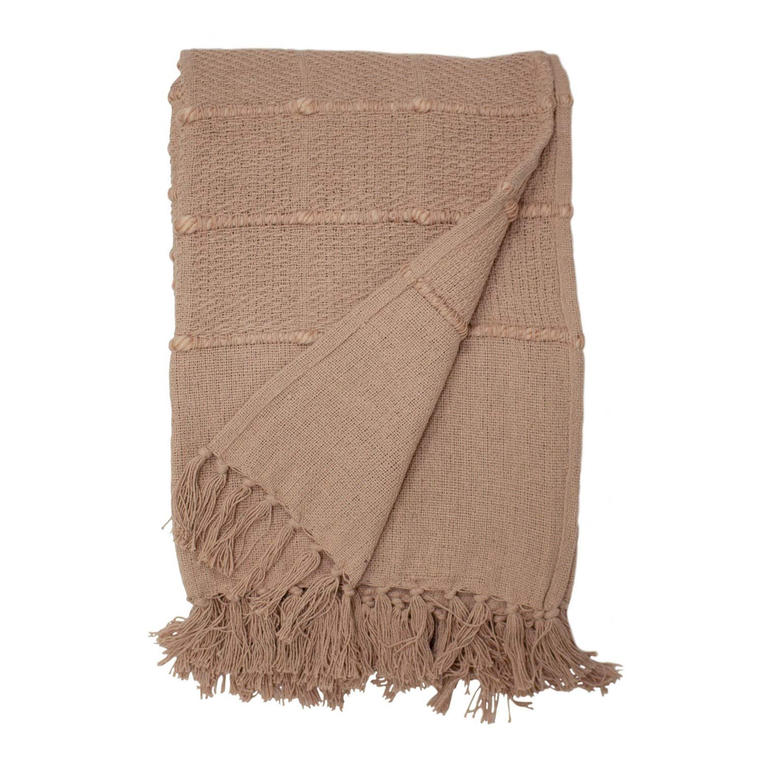 furn. - Woven Tufted Stripe Throw - 130 x 180cm - Pink