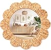 Espejo de pared boho Sintuff, tejido a mano en jacinto de agua, 24 pulgadas, marco redondo festoneado, decoración natural de ratán y mimbre para baño, recámara, entrada, estilo granja o costero 1