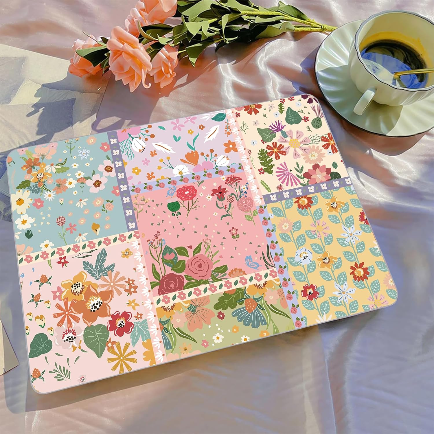 B BELK Compatible with MacBook Air 13 inch Case 2026 2025 2024 2023 2022 M4 M3 M2 A3240 A3113 A2681, Plastic Hard Shell +Keyboard Cover +Screen Protector for MacBook Air 13.6 inch Case, Floral Patch - Image 3