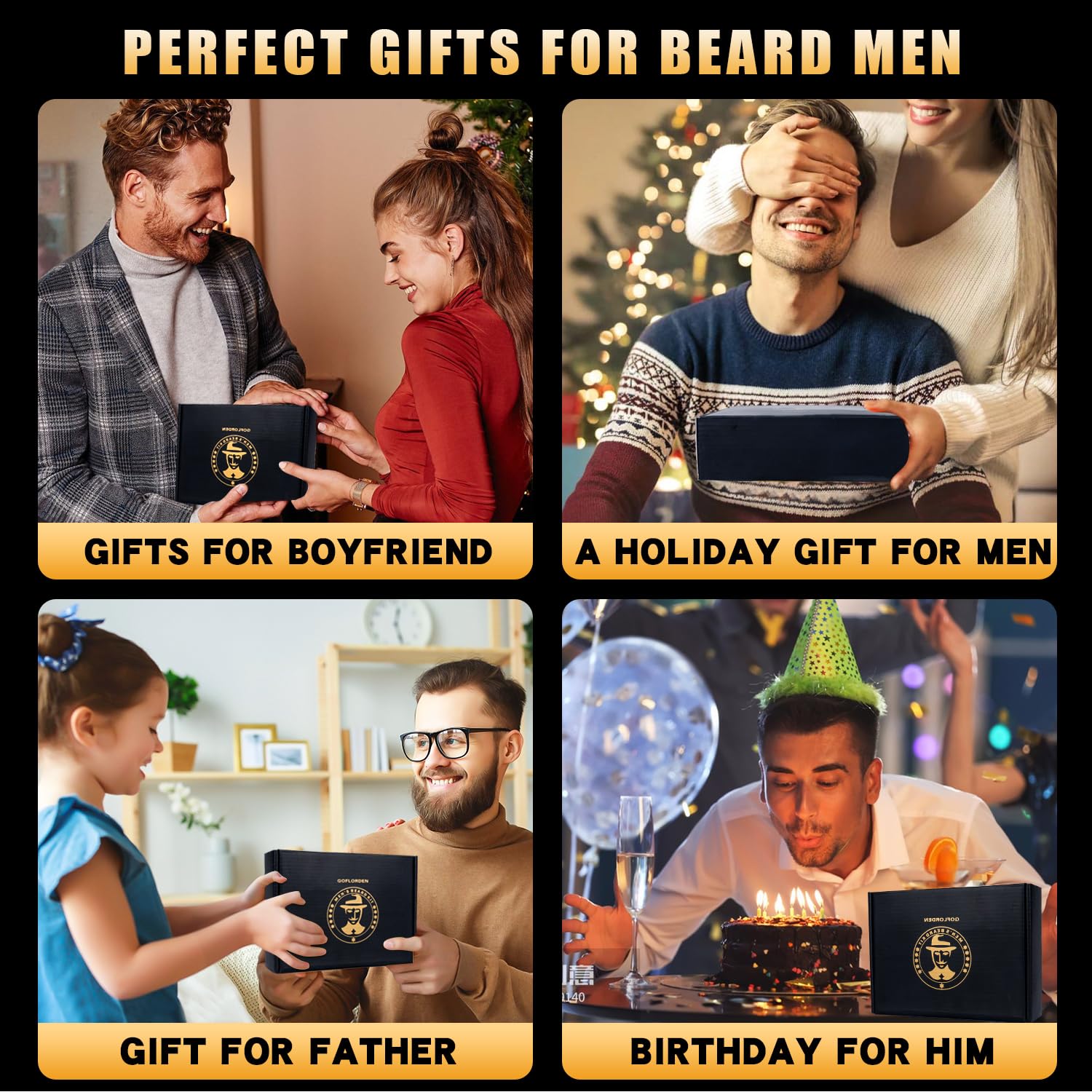 Kit per barba, kit per la cura della barba per uomo, kit per la crescita della barba con rullo per barba, 2 confezioni di olio per la crescita della barba, shampoo per barba, balsamo per barba