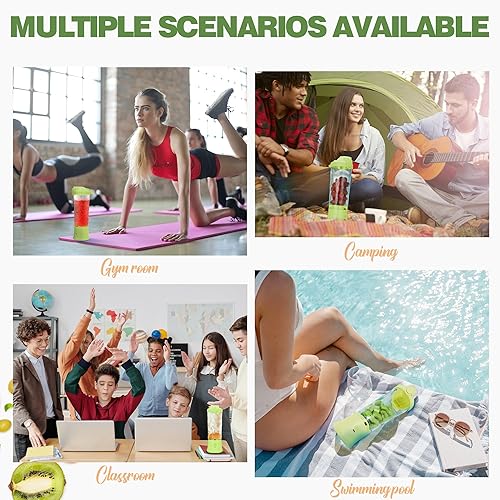 Miniatura 6 de Batidora portátil, 270 vatios para batidos y licuados, impermeable, recargable por USB, con vasos de licuadora de 20 onzas sin BPA con tapa de viaje