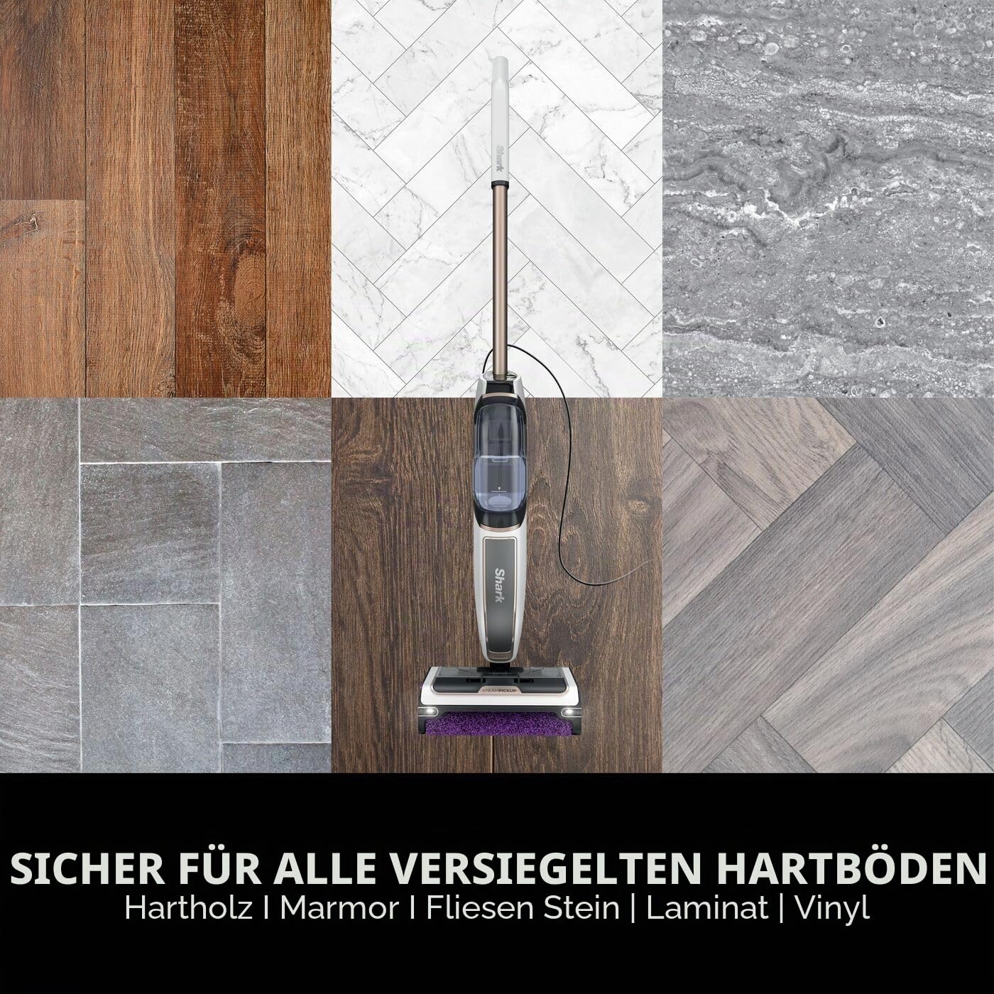 Shark SteamPickUp 3in1 Dampfreiniger für Hartböden - Reinigung ohne Chemie, reinigt und trennt nassen und trockenen Abfall, Inhalt 420 ml, Inc. Extra Bürstenwalze Basis