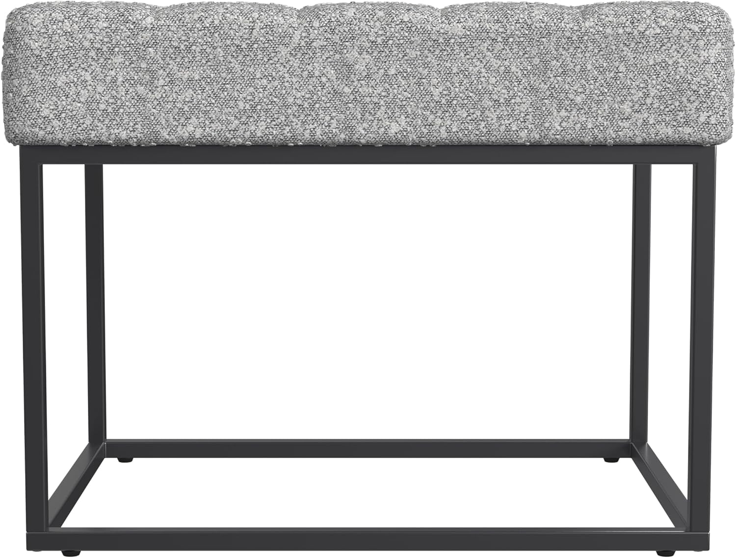 HomePop Theodore Channel Tufted Small Ottoman - Cream Boucle with Gray Yarns