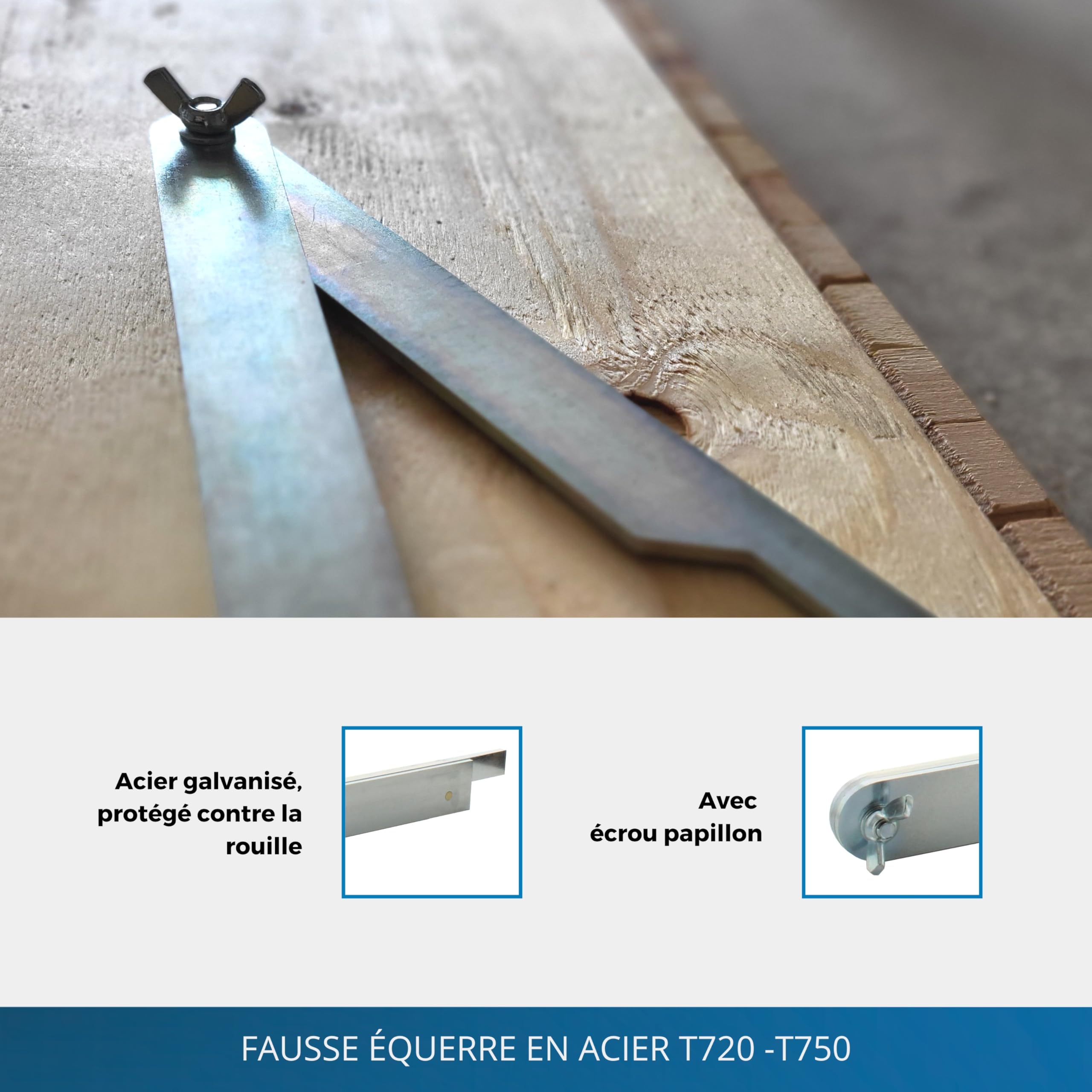 Fausse équerre en acier T740 - Fausse équerre en acier inoxydable, lecteur d'angle 40 cm