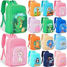 Amylove 12 Pack 15 Inch Kids Backpack in Bulk for Preschool Kindergarten Elementary Student Toddler Assorted Printed Bookbags for Donation Cartoon Color