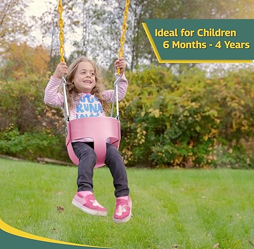 Miniatura 6 de Eastern Jungle Gym Asiento de columpio para niño con respaldo alto y respaldo alto  Cadenas de columpio revestidas totalmente montadas  Accesorio de