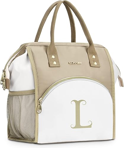 Miniatura 22 de Lonchera personalizada para mujer, bolsa de almuerzo reutilizable con iniciales, aislada, lonchera para adultos de apertura amplia, enfriadora de