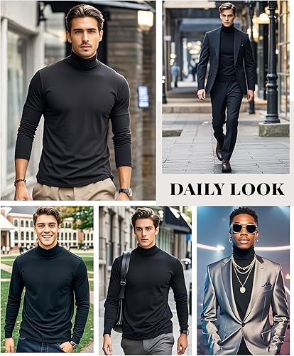 Miniatura 3 de Camiseta de manga larga para hombre, ajustada, ligera, con cuello de tortuga