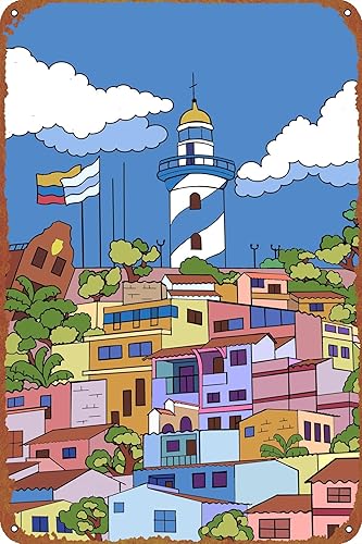 Póster artístico del faro de Guayaquil, con logotipo de lata de metal, vintage, para club familiar, bar, cafetería, dormitorio, decoración de pared,