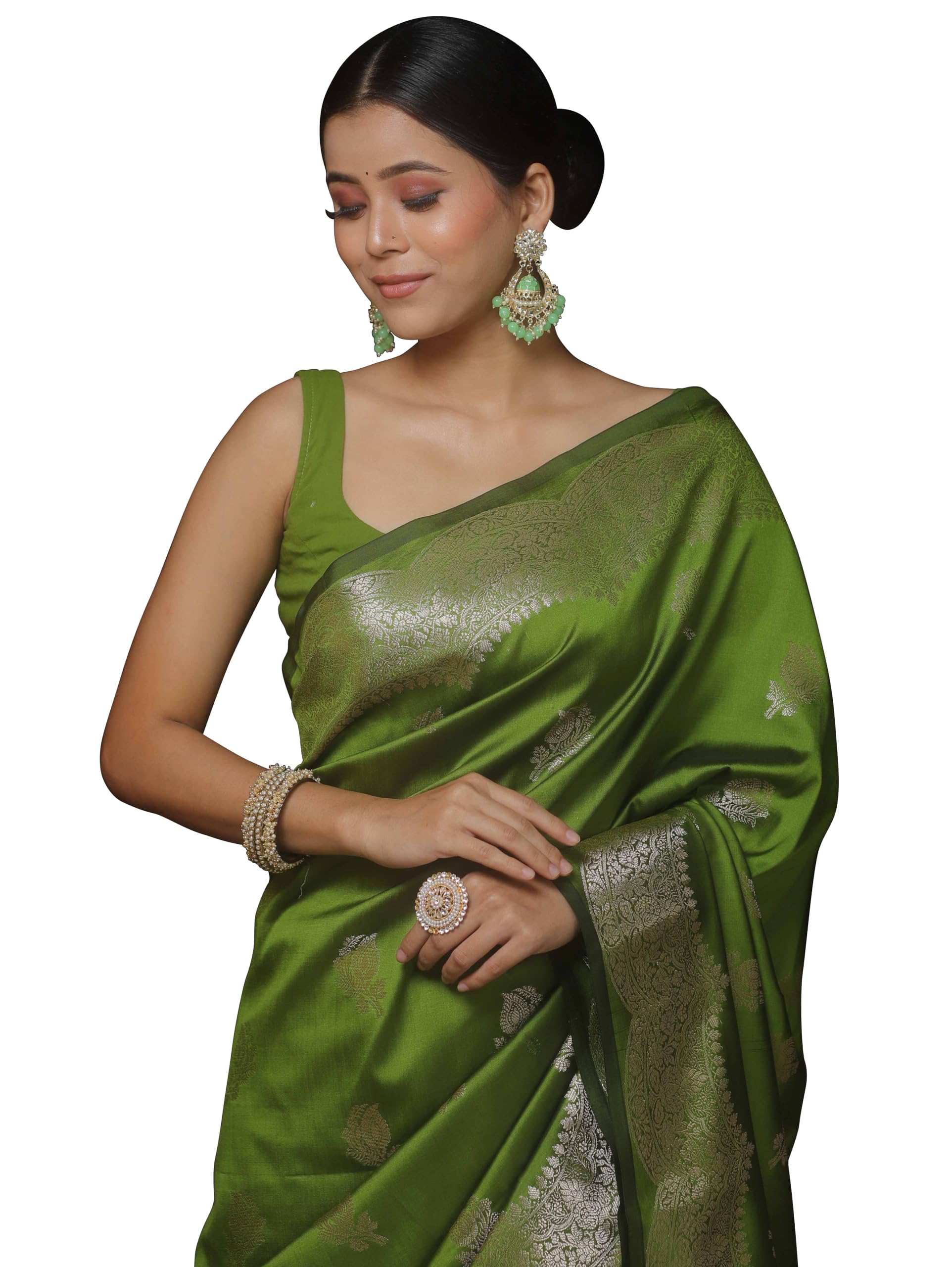 shasmi Women's Printed, Embroidered, Embellished Bandhani Georgette Party Sari collections With Blouse Piece for Wedding sadi (PARI-239)-picture-5