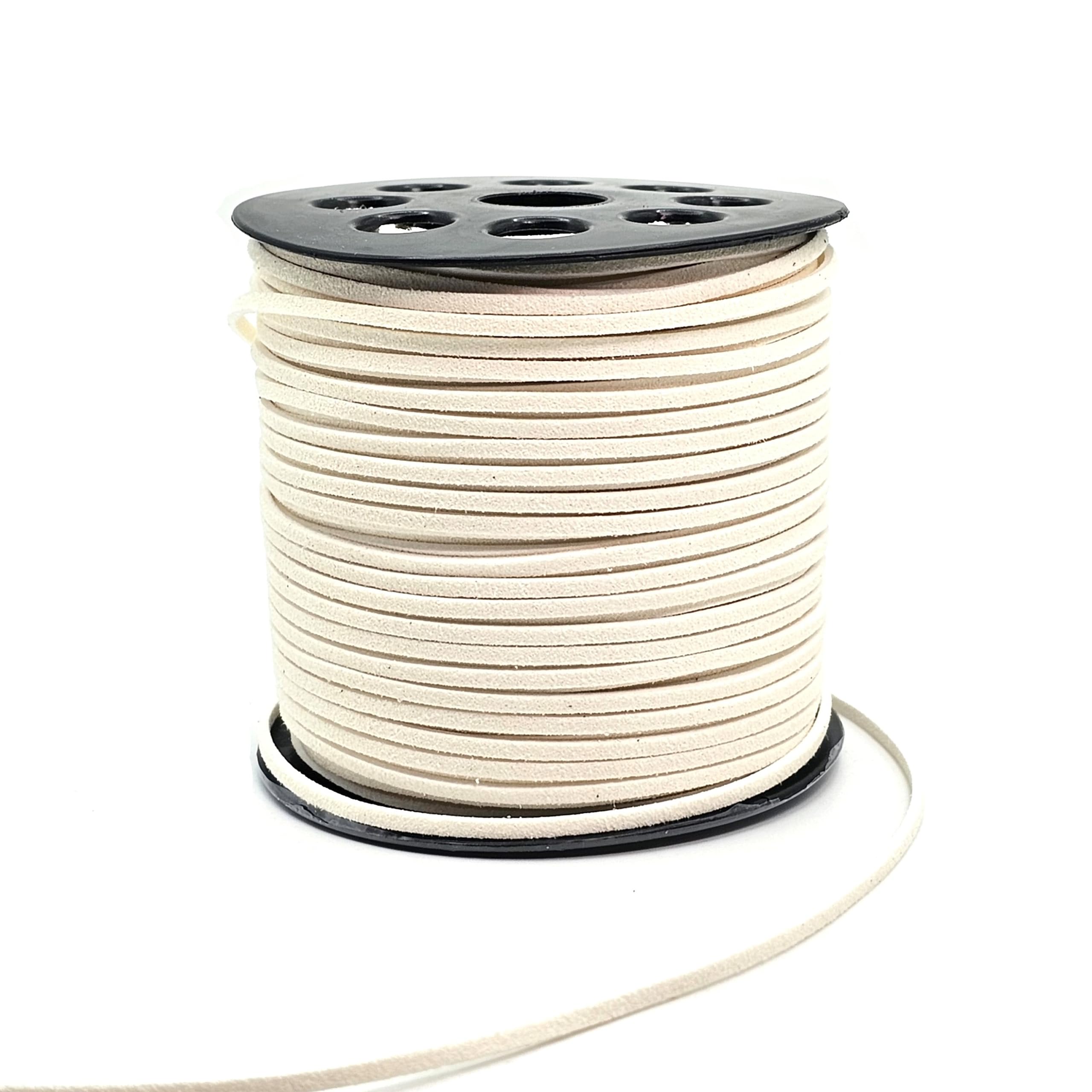Suede Cord 100Yards Flat Vegan Leather Cord 2.5mm for DIY Crafts Jewelry Making Beading Leather String (Cream)