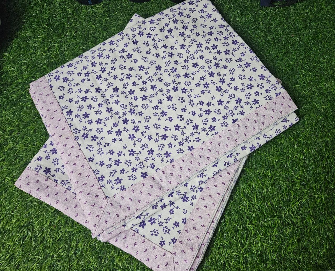 PRISCILLA 220 TC 100% Pure Cotton Skin Friendly Single Bed Beautiful Printed with Border Coloured Top Sheet | Summer Blanket | Khes | AC Blanket | Dohar As Chaddar. Pack of 2. (Design 3)-image-46