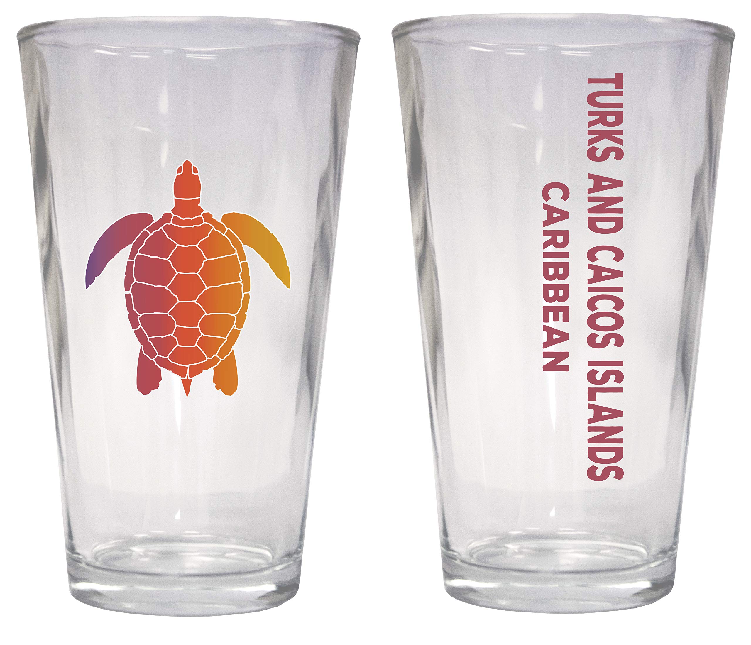Turks And Caicos Islands Caribbean Souvenir 16 oz Pint Glass Turtle Design