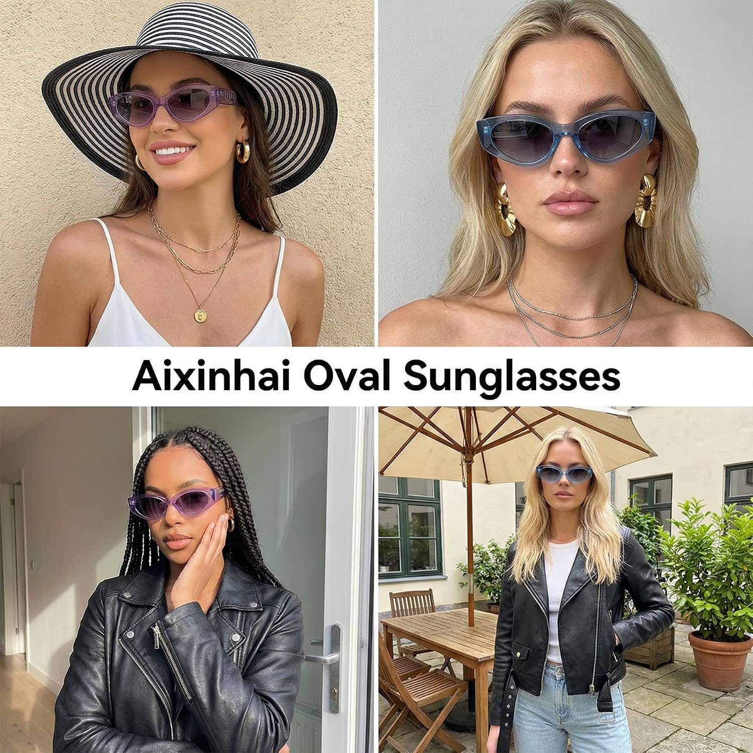 Y2K Cat Eye Sunglasses for Women, 90s Retro Narrow Rectangle Acetate Sunglasses with Wide Temples