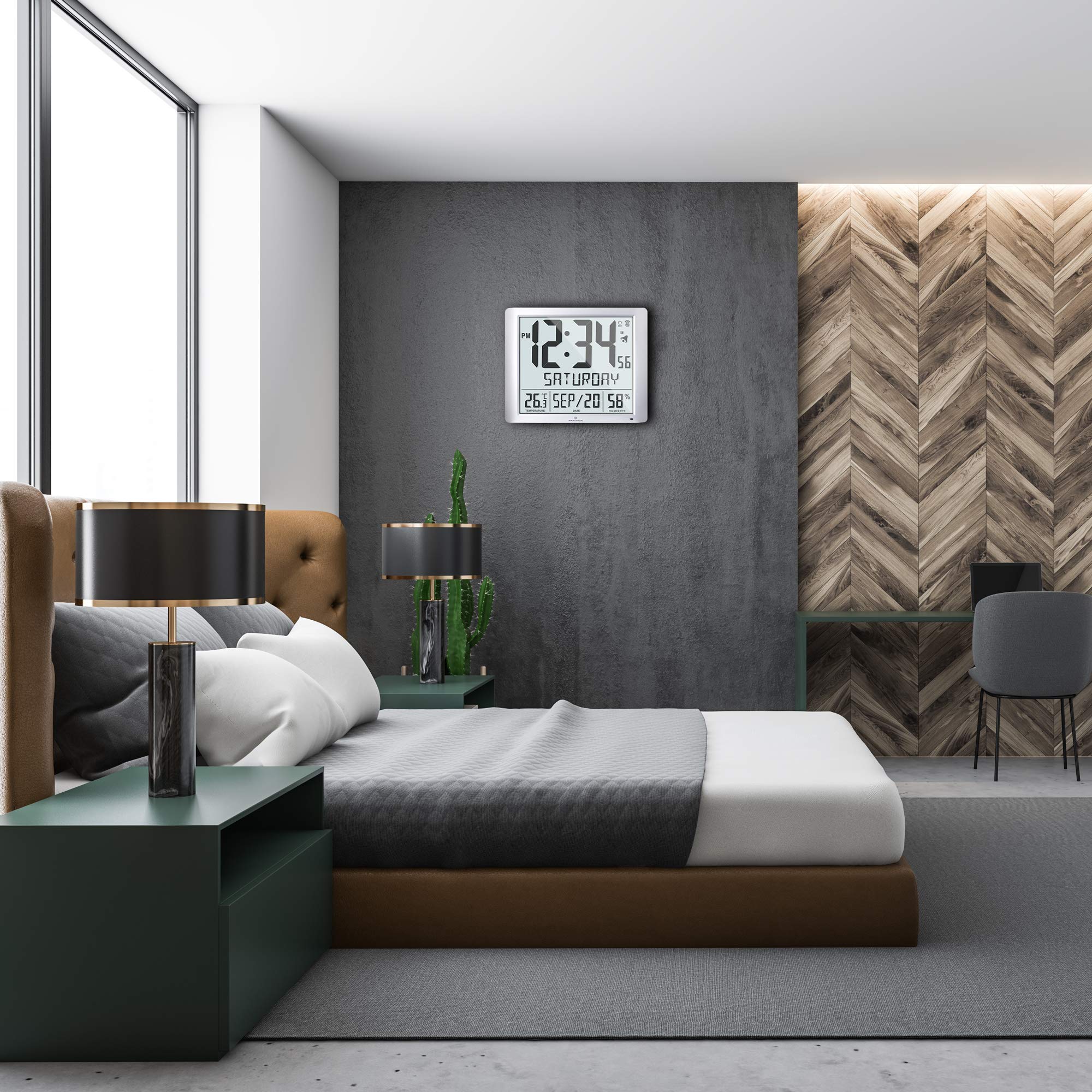 Buy MARATHON Super Jumbo Atomic Wall Clock with Full Date Display and 7