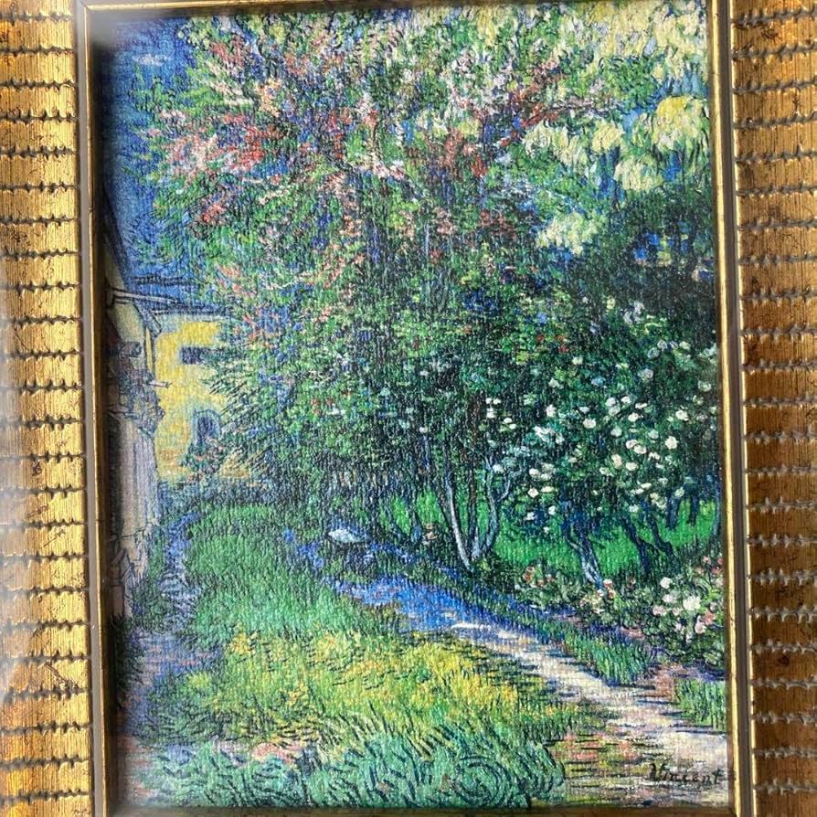 フィンセント・ファン・ゴッホ 油彩画　サン＝レミの療養院の庭　ミニ複製画 サン＝レミ時代に描かれたひときわ輝きを放つ人気作
