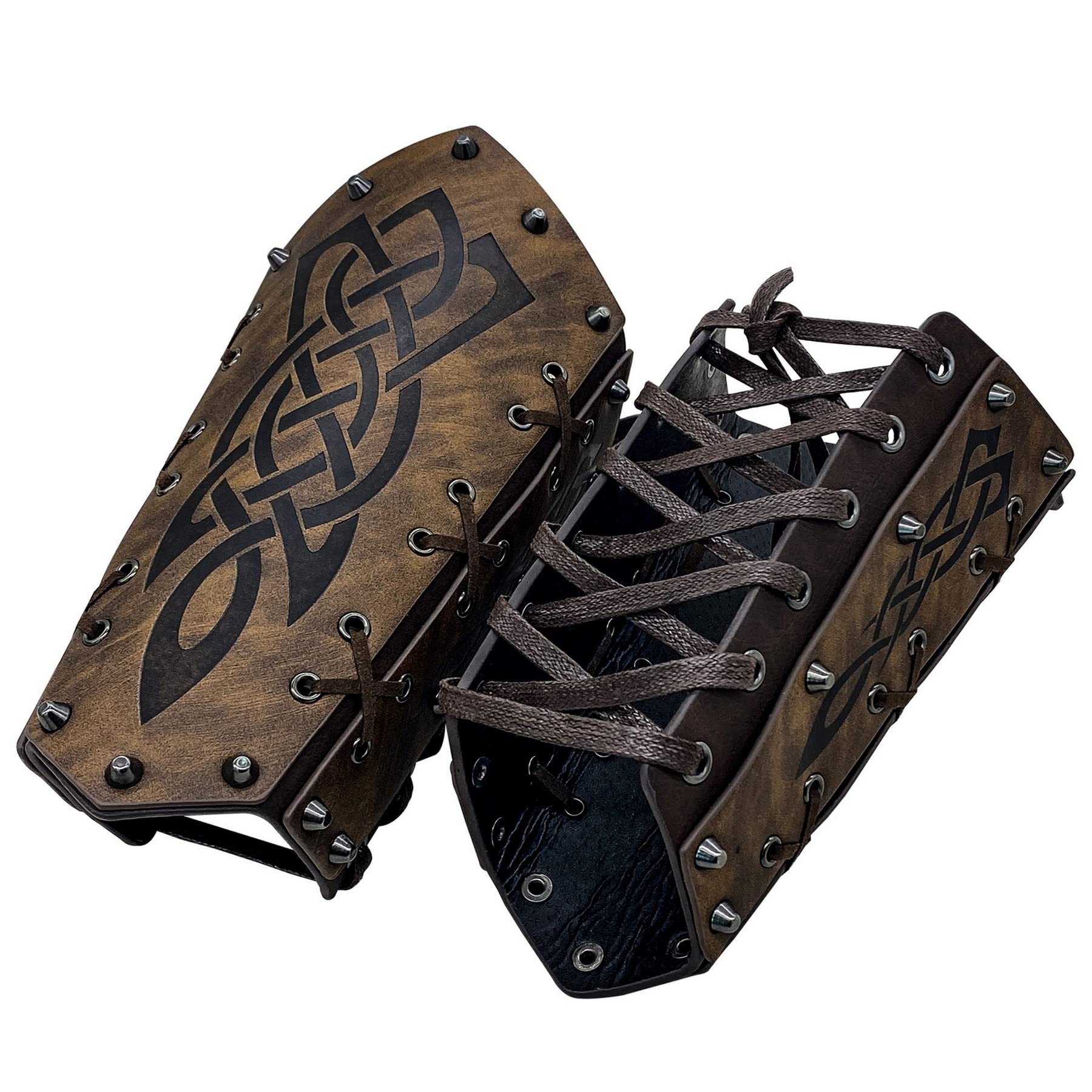 2 Pièces Bracelets Viking pour Homme, Protège Bras Médiéval en Faux Cuir, Bracelets de Tir à l'Arc Rétro, Vambrace Médiéval, Accessoires LARP