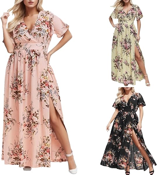 Sunnyuk Damen V-Ausschnitt Cocktailkleid