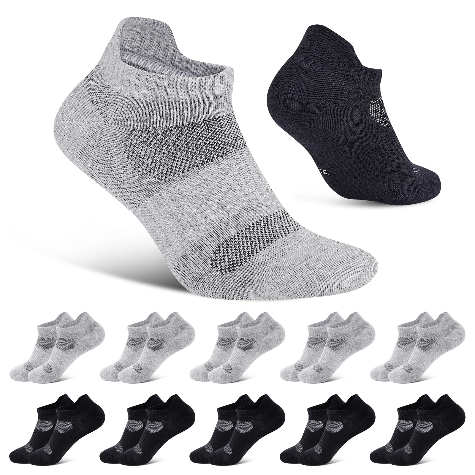Niorasen Calzini Uomo 10 Pares, Calze Uomo Traspirante, Calze Corte Uomo Cotone Estive, Calzini per Lavoro, Passeggiate, Casual