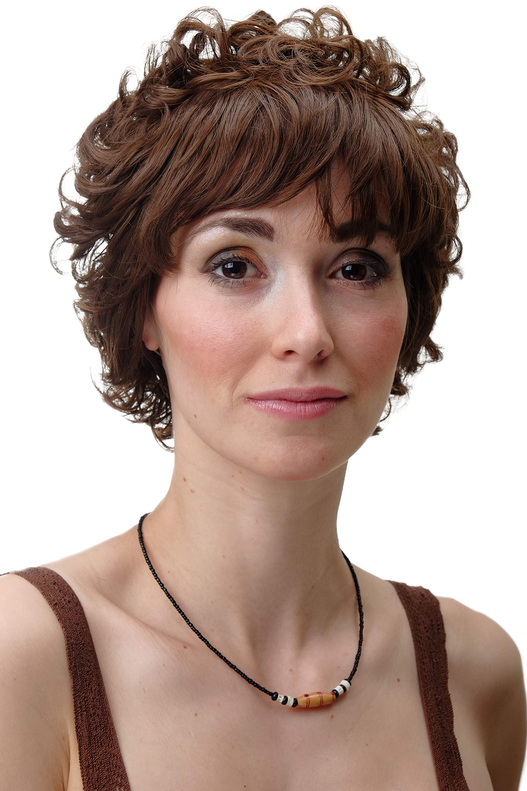 WIG ME UP - Wig romantic curls short bangs brown DHL149214-8, Medium ash brown (8), 23.62 inch