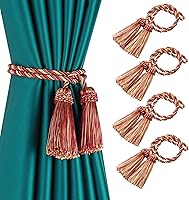 Vista 13 de Fenghuangwu Alzapaños de cortina decorativos hechos a mano con borla (plata, 4P)