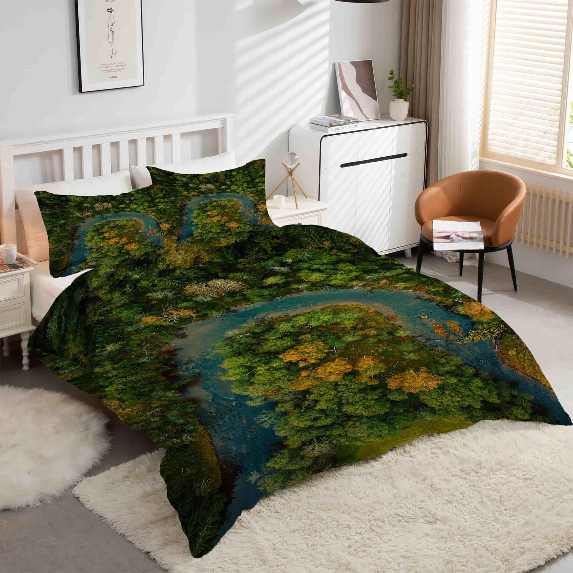 Housse de couette 220x240 Grand Canyon parure lit 3 pièces microfibre anti-plis kK5717