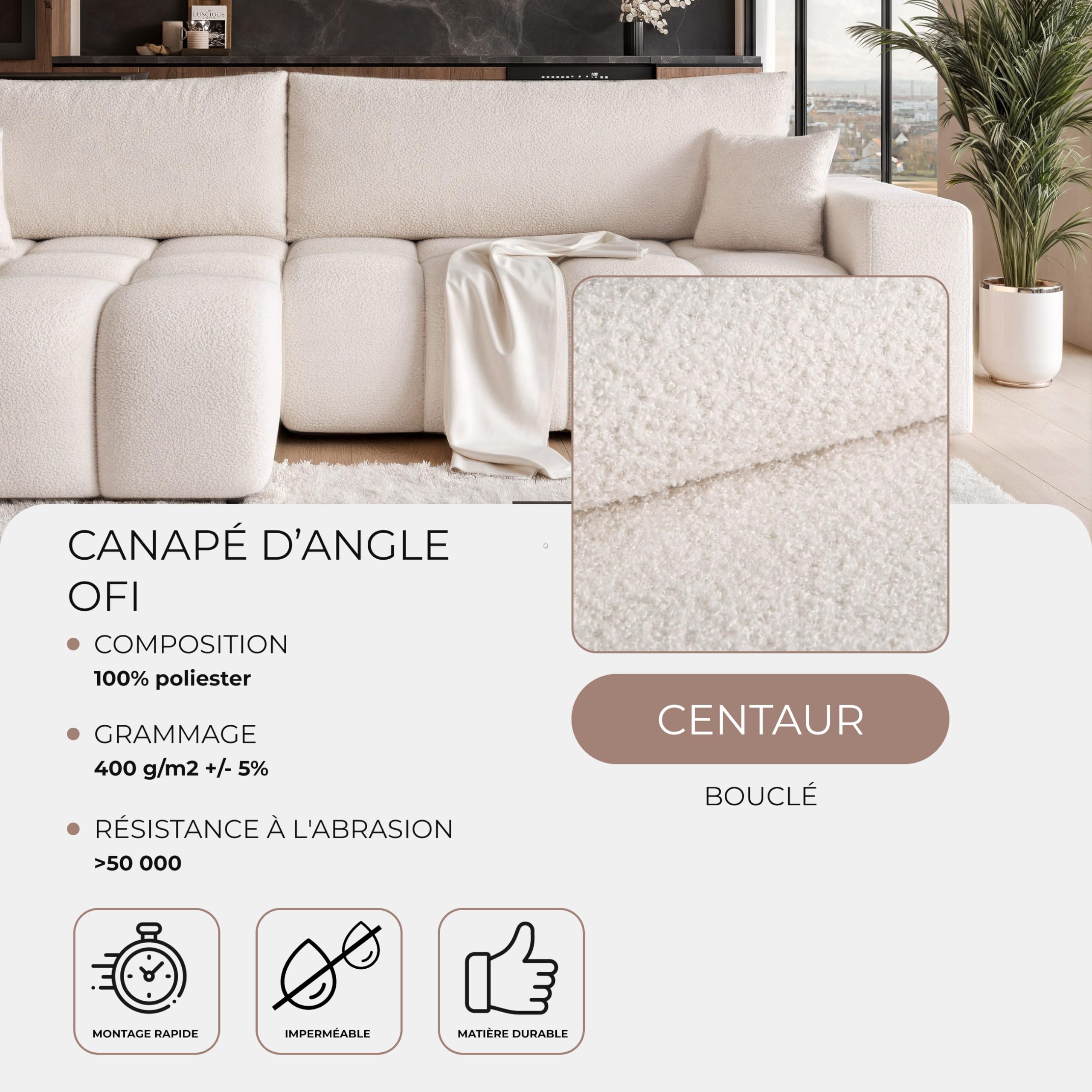 Canapé d’Angle Convertible avec Coffre - Canapé lit - Canapé d’Angle Convertible 125x232 - Tissu côtelé - Dimensions 278x145 cm