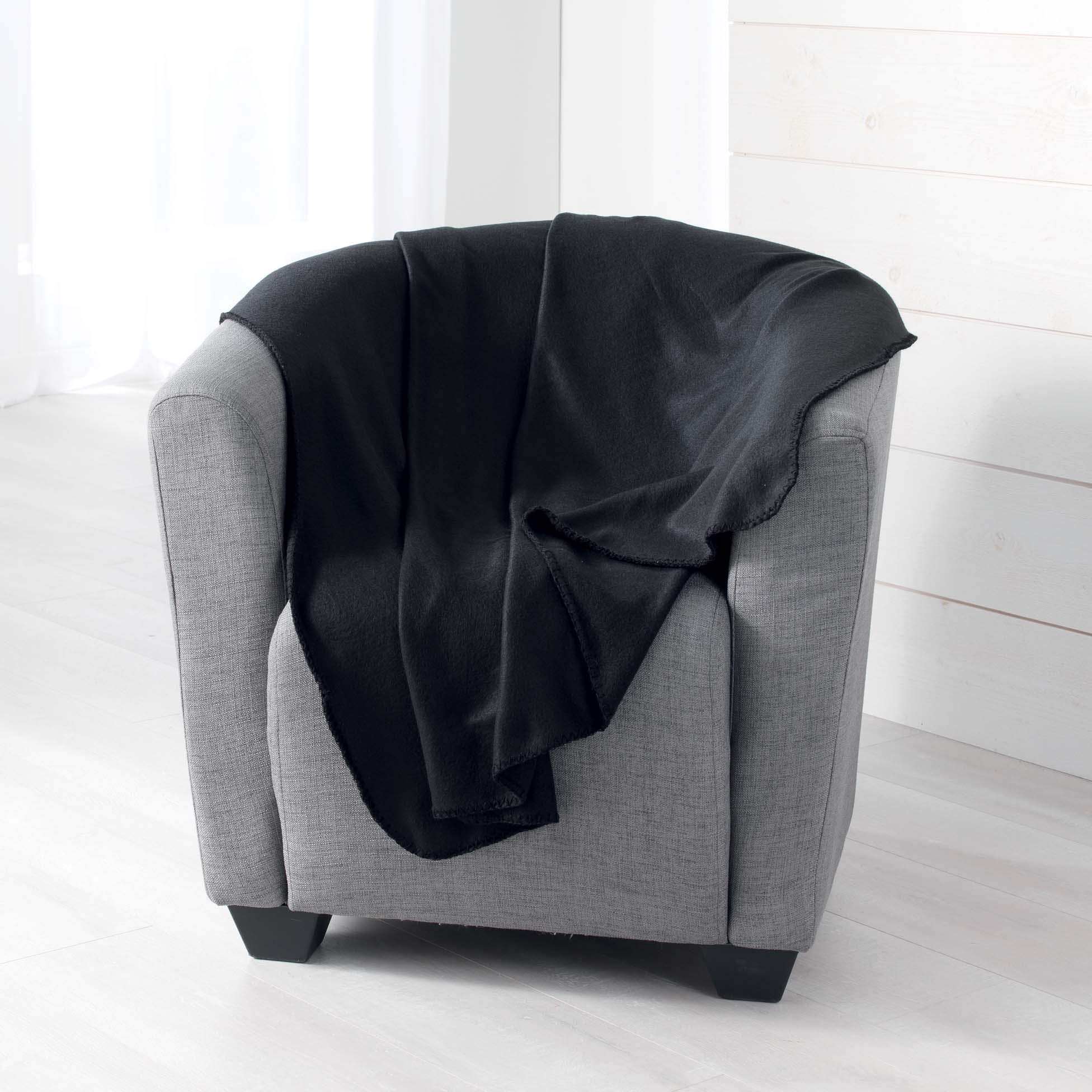 Douceur d'Intérieur Suave Interior Milou Plaid, Poliéster, Negro, 125 x 150 CM