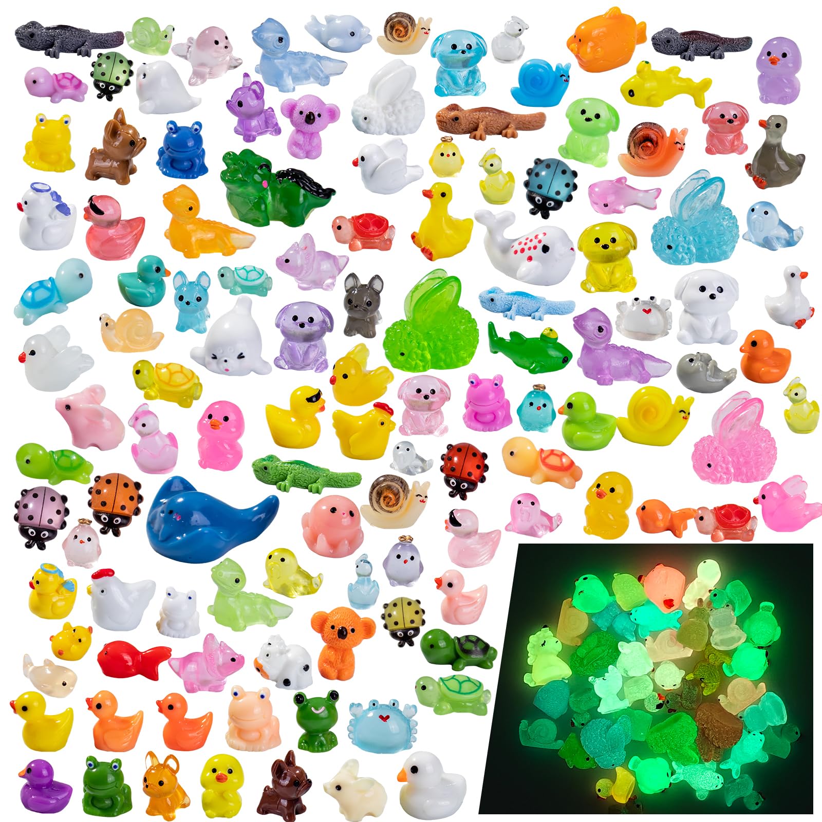 Teenzee 120pcs Mini Resin Animals 120 Styles Variety Tiny Animals Figures Miniature Little Small Animal Figurines Bulk for Micro Fairy Garden Landscape Accessories Hide Crafts Decor Aquarium
