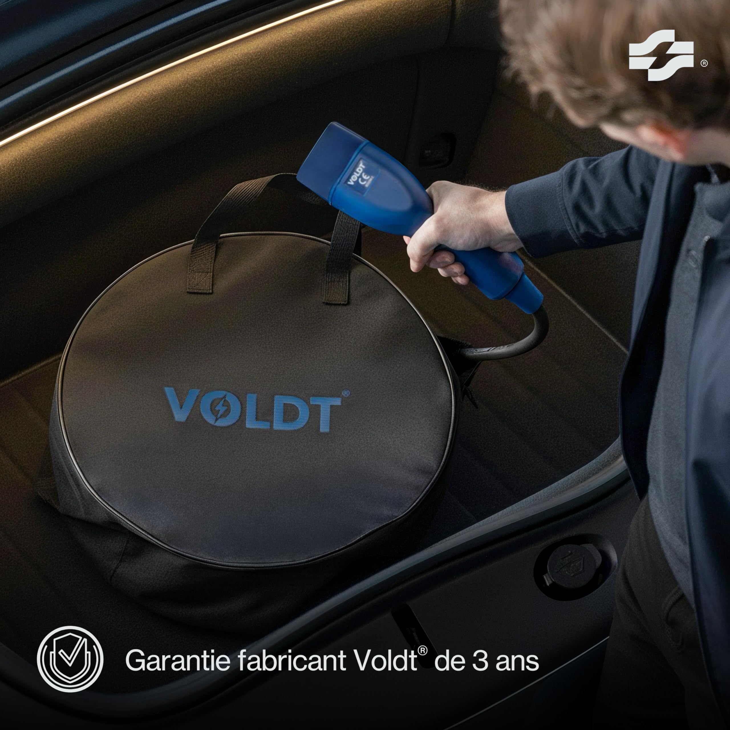 Câble de Charge VOLDT Type 2 Schuko 3,7 KW, monophasé, 8A - 16A, Chargeur EV réglable avec Affichage numérique contrôlable pour Voiture électrique (Length 5)