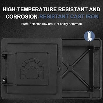 Criditpid Fireplace Cast Iron Chimney Clean Out Door, Prepared with Flanged Frame, 8 by 8 Inch, Black