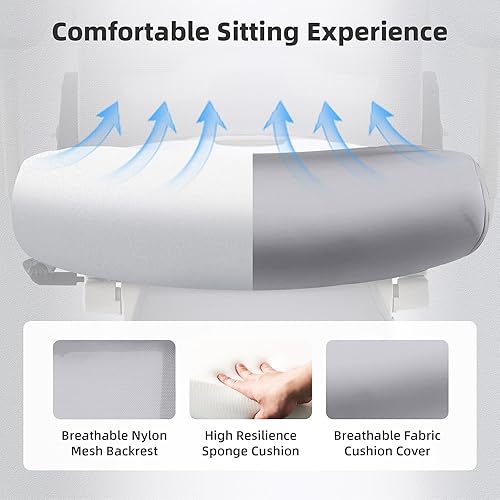 Miniatura 9 de Silla de oficina ergonómica plegable con reposapiés, silla de computadora de respaldo alto con reposacabezas 2D, respaldo de malla, asiento de