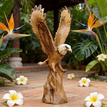 15.5in Eagle Ornament, Lifelike Outdoor Eagle Statue with Realistic Feather Detailing, Outdoor Decor for Garden, Yard, Lawn, Valentines Day Gift, Wedding & Event Decoration, Artistic Decor Piece