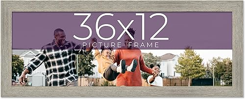 Miniatura 1 de Marco de fotos de madera real gris de 36 x 12 pulgadas de ancho de 1.5 pulgadas  Profundidad del marco interior de 0.5 pulgadas  Marco de fotos