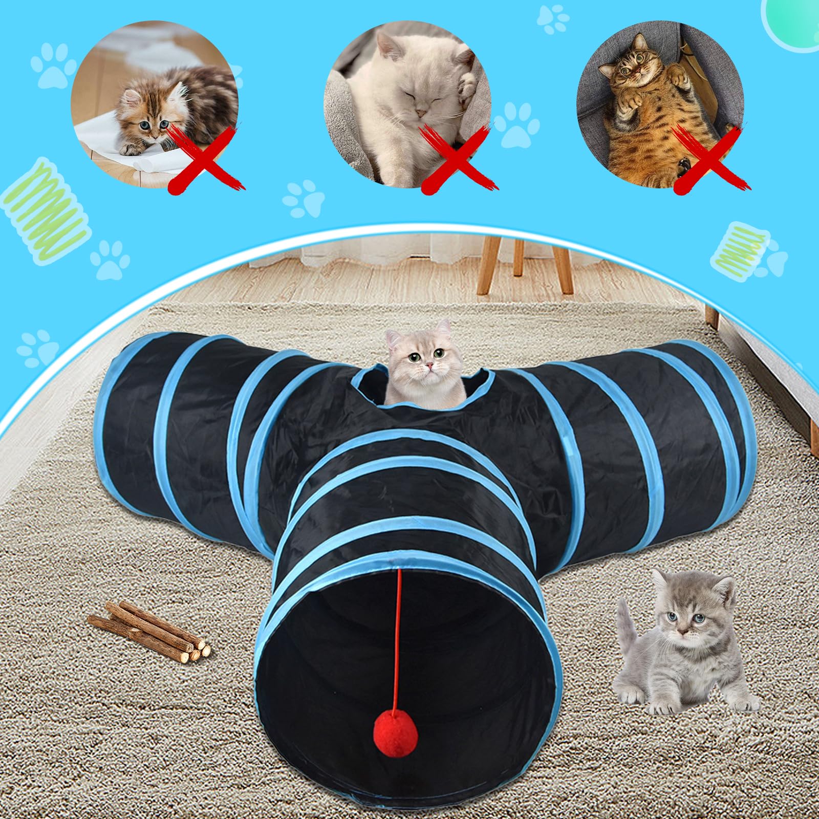 Juguetes para Gatos, 38 Piezas Set, Palo de Gato Divertido, Ratones, Hierba Gatera, Peces, Tumbler, Bolas y Campanas