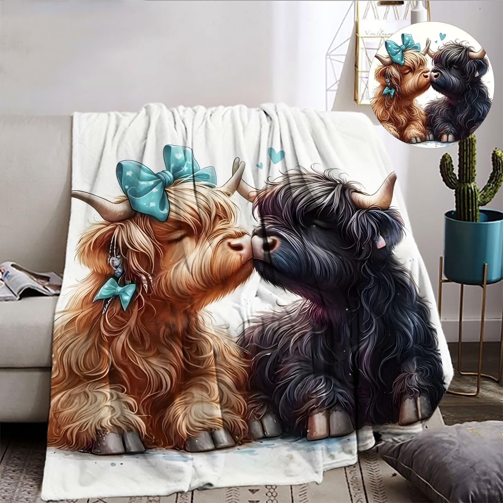 Couverture Vache Highlands 130x150cm pour vos voyages et soirées canapé cocooning