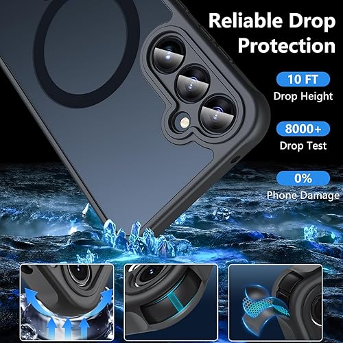 Miniatura 2 de Hensinple Funda magnética para teléfono Galaxy A14 5G con protector de pantalla de vidrio, compatible con MagSafe, a prueba de golpes, mate, funda