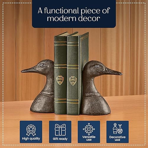 Miniatura 5 de Sujetalibros decorativos de metal fundido envejecido con cabeza de pato, tapón resistente para libros, lindo soporte para libros, organizador